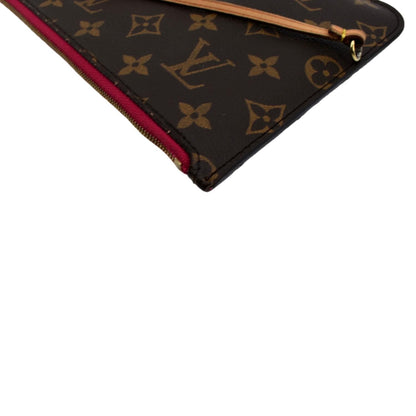 LOUIS VUITTON  Neverfull Monogram Canvas Pochette Wristlet Pouch Brown
