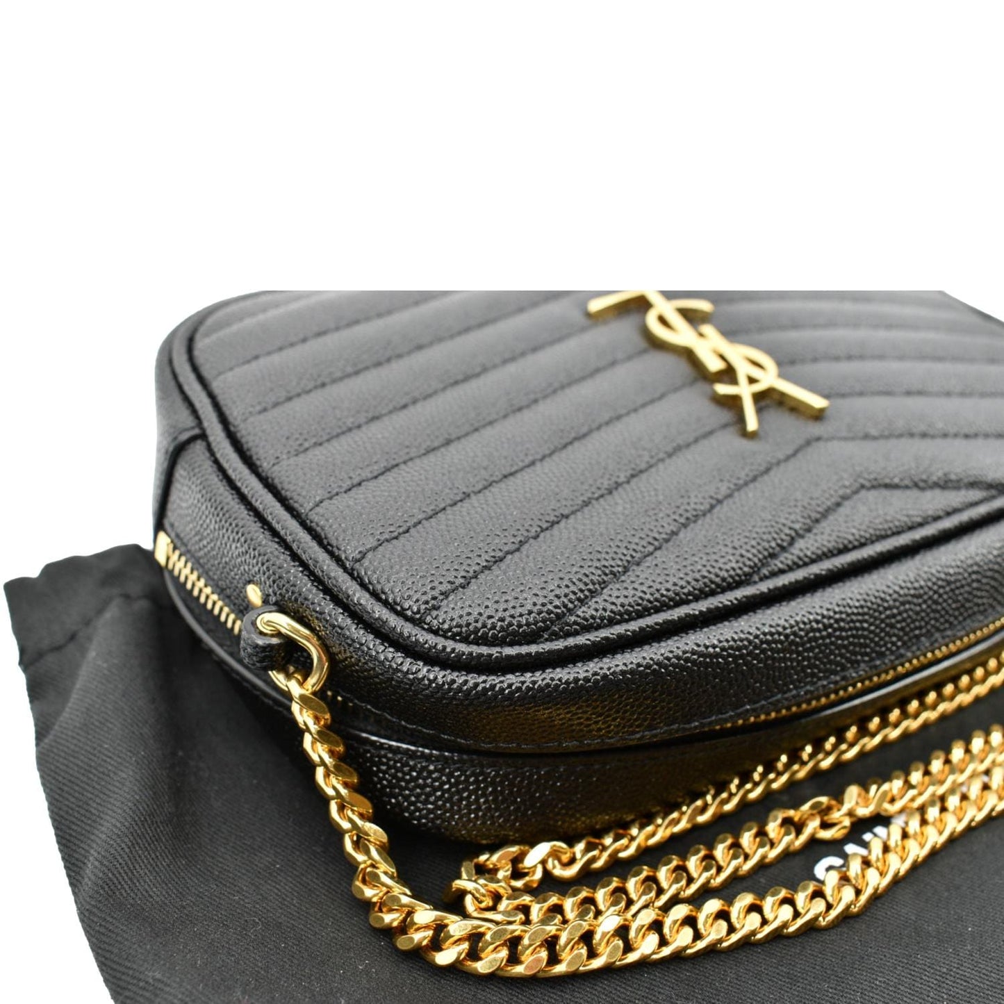 YVES SAINT LAURENT Mini Lou Leather Camera Crossbody Bag Black