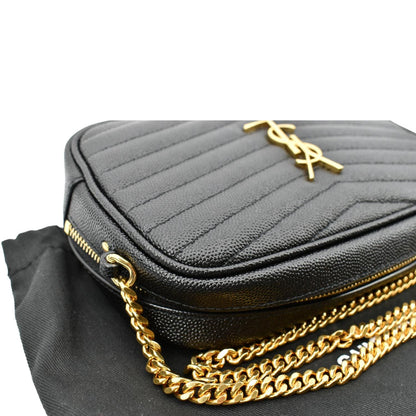 YVES SAINT LAURENT Mini Lou Leather Camera Crossbody Bag Black
