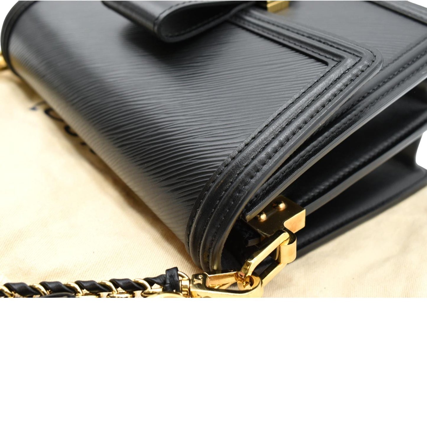 LOUIS VUITTON Dauphine MM Epi Leather Shoulder Bag Black