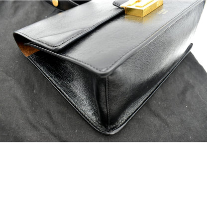 FENDI Kan U Leather Shoulder Bag Black