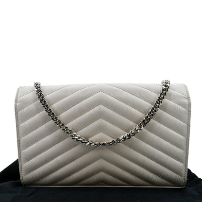 YVES SAINT LAURENT Grain De Poudre Envelope Chain Bag White