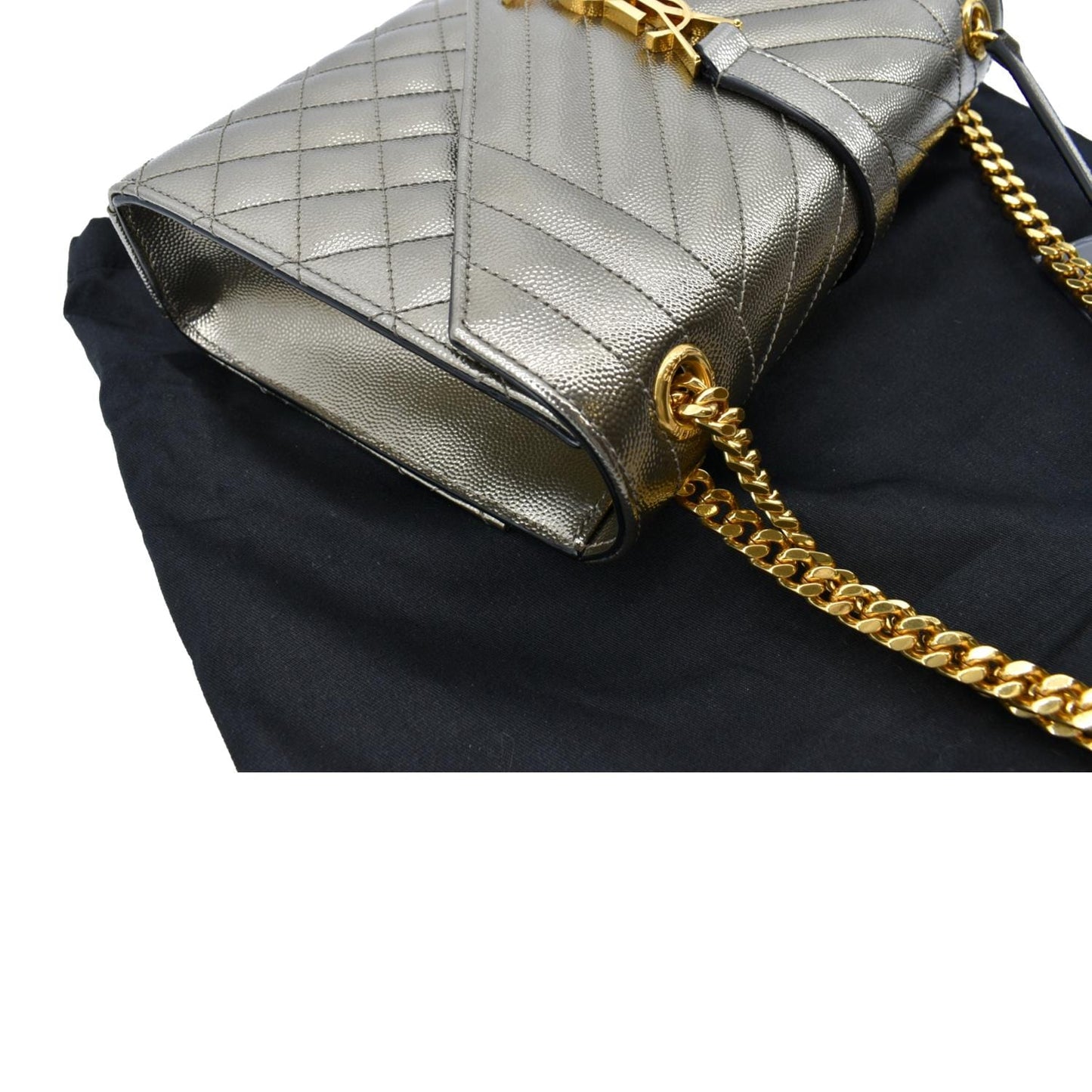 YVES SAINT LAURENT Envelope Medium Matelasse Leather Shoulder Bag Metallic