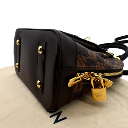 LOUIS VUITTON Alma BB Damier Ebene Satchel Crossbody Bag Brown