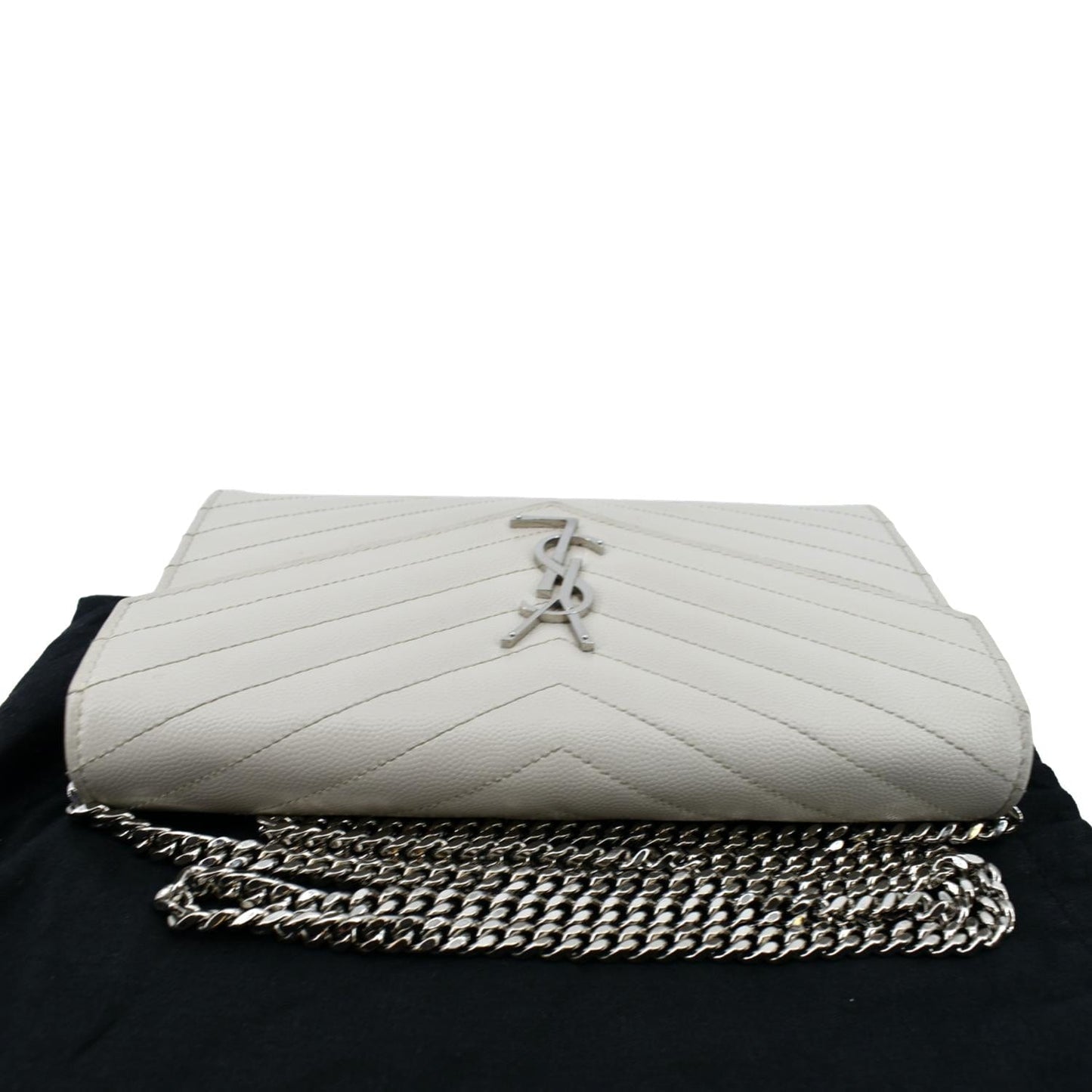 YVES SAINT LAURENT Grain De Poudre Envelope Chain Bag White