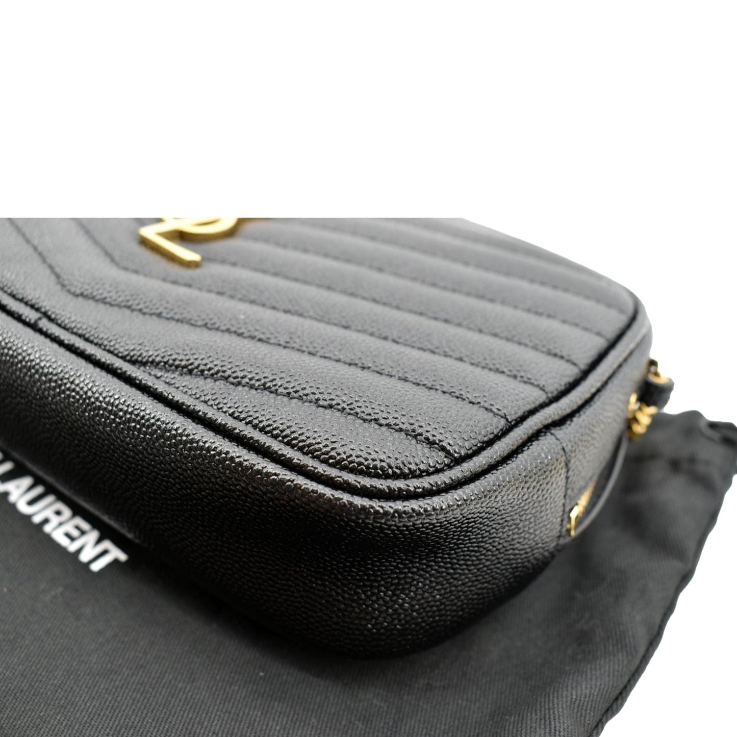 YVES SAINT LAURENT Mini Lou Leather Camera Crossbody Bag Black