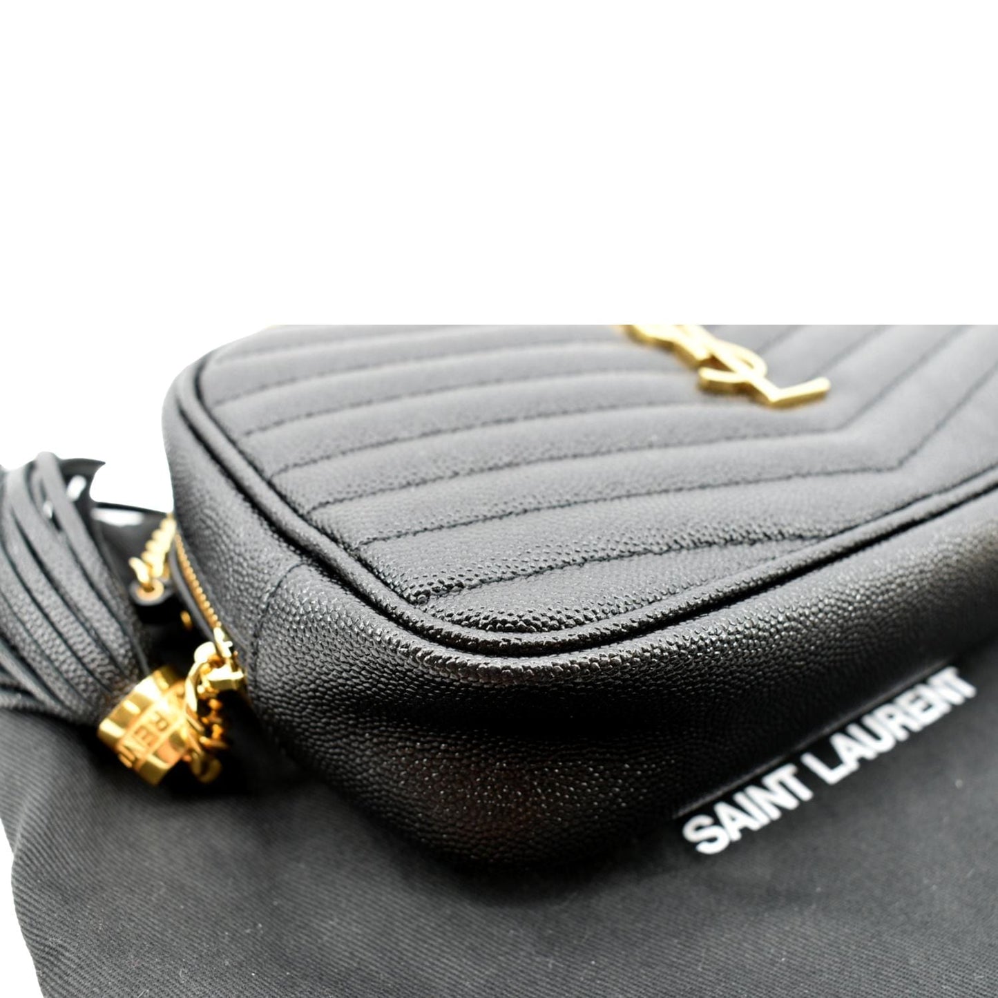 YVES SAINT LAURENT Mini Lou Leather Camera Crossbody Bag Black