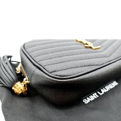 YVES SAINT LAURENT Mini Lou Leather Camera Crossbody Bag Black