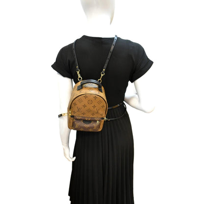 LOUIS VUITTON Palm Springs Mini Monogram Reverse Canvas Backpack Bag Brown