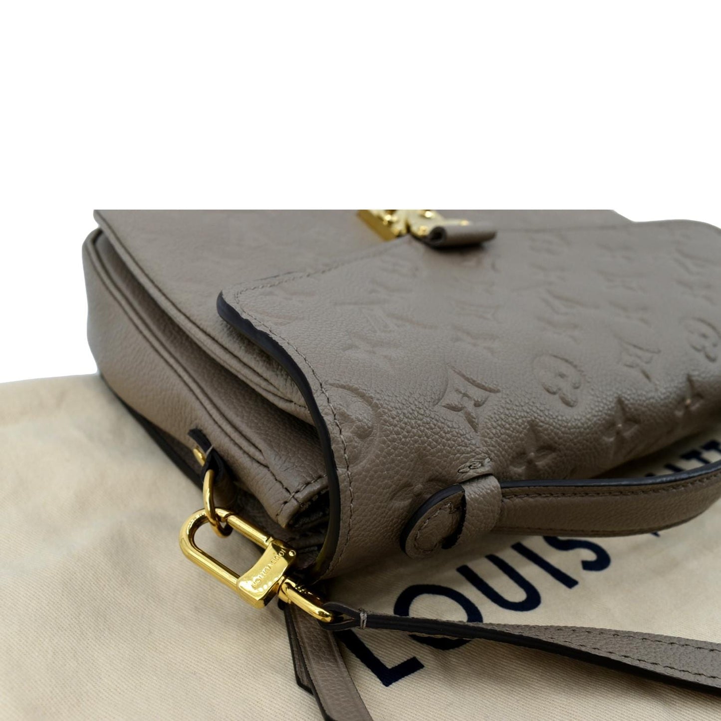 LOUIS VUITTON Metis Pochette Empreinte Leather Crossbody Bag Tourterelle