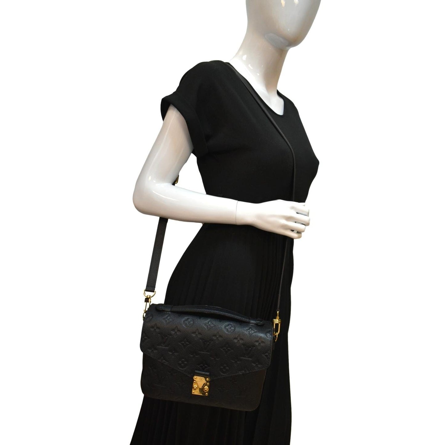 LOUIS VUITTON Metis Pochette Empreinte Leather Crossbody Bag Black