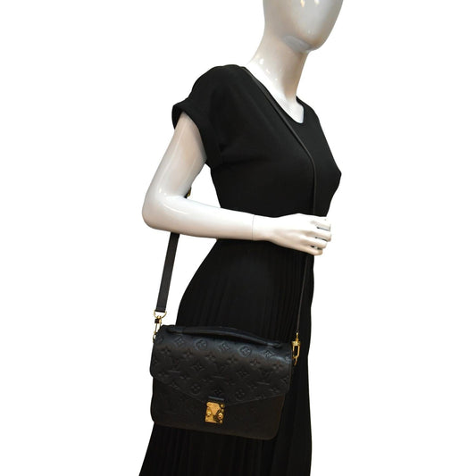 LOUIS VUITTON Metis Pochette Empreinte Leather Crossbody Bag Black