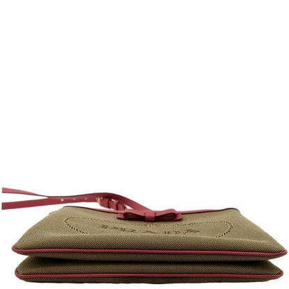 PRADA Jacquard Fabric Trim Crossbody Bag Brown