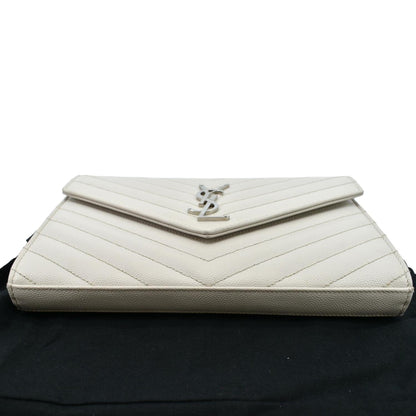 YVES SAINT LAURENT Grain De Poudre Envelope Chain Bag White
