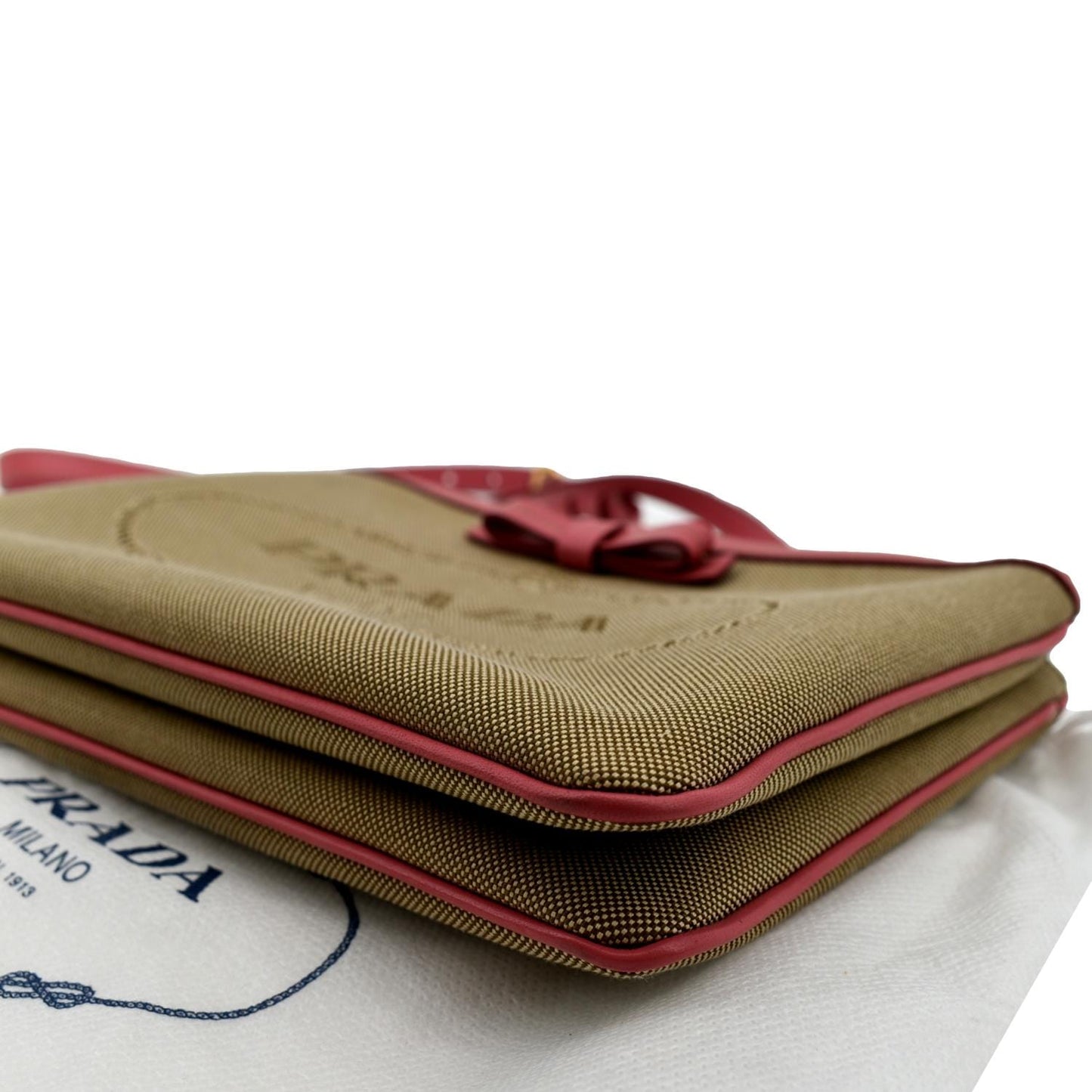 PRADA Jacquard Fabric Trim Crossbody Bag Brown