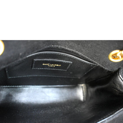 YVES SAINT LAURENT Jamie Mini Carre Rive Gauche Wool Chain Bag Black