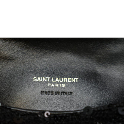 YVES SAINT LAURENT Small Puffer Sequin Clutch Wallet Black