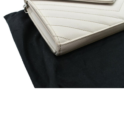 YVES SAINT LAURENT Grain De Poudre Envelope Chain Bag White