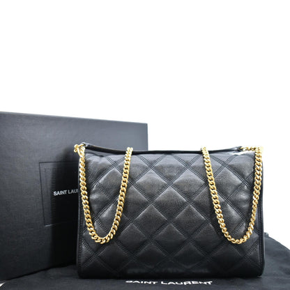 YVES SAINT LAURENT Becky Quilted Leather Shoulder Chain Bag Black