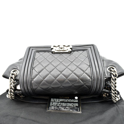 CHANEL Boy Leather Shopping Tote Bag Black