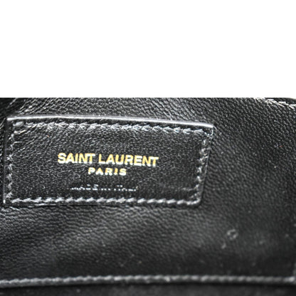 YVES SAINT LAURENT Jamie Mini Carre Rive Gauche Wool Chain Bag Black