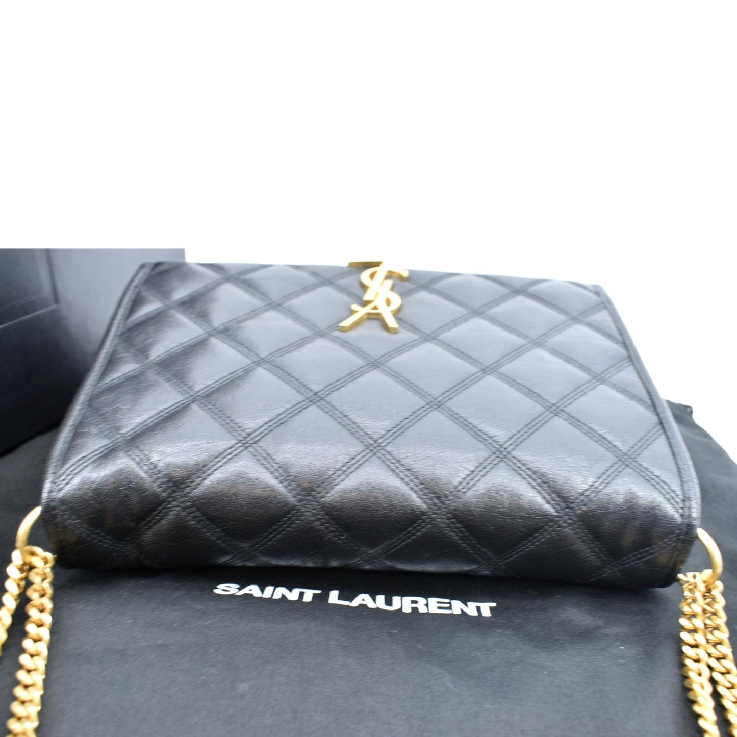 YVES SAINT LAURENT Becky Quilted Leather Shoulder Chain Bag Black