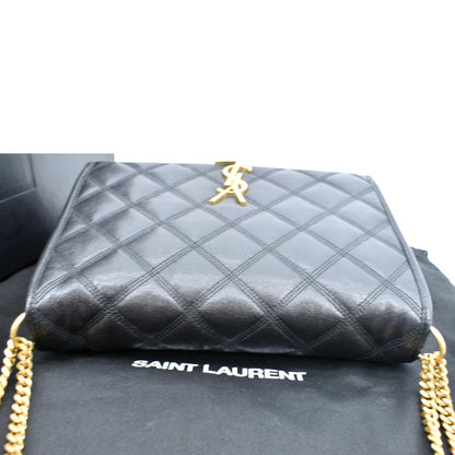 YVES SAINT LAURENT Becky Quilted Leather Shoulder Chain Bag Black