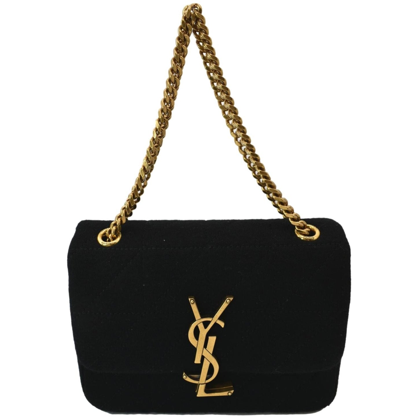 YVES SAINT LAURENT Jamie Mini Carre Rive Gauche Wool Chain Bag Black
