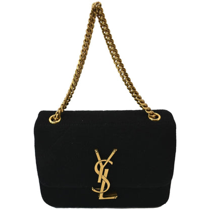 YVES SAINT LAURENT Jamie Mini Carre Rive Gauche Wool Chain Bag Black