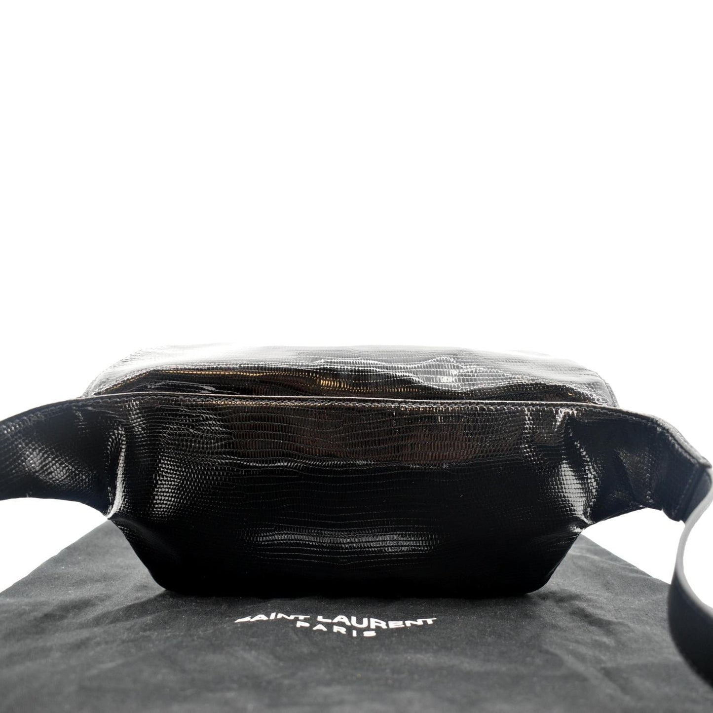 YVES SAINT LAURENT Embossed Patent Leather Belt Bag Black
