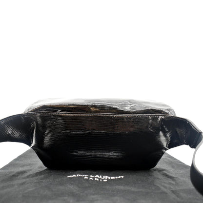 YVES SAINT LAURENT Embossed Patent Leather Belt Bag Black