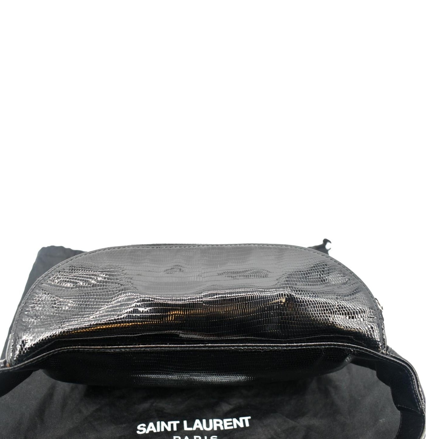 YVES SAINT LAURENT Embossed Patent Leather Belt Bag Black