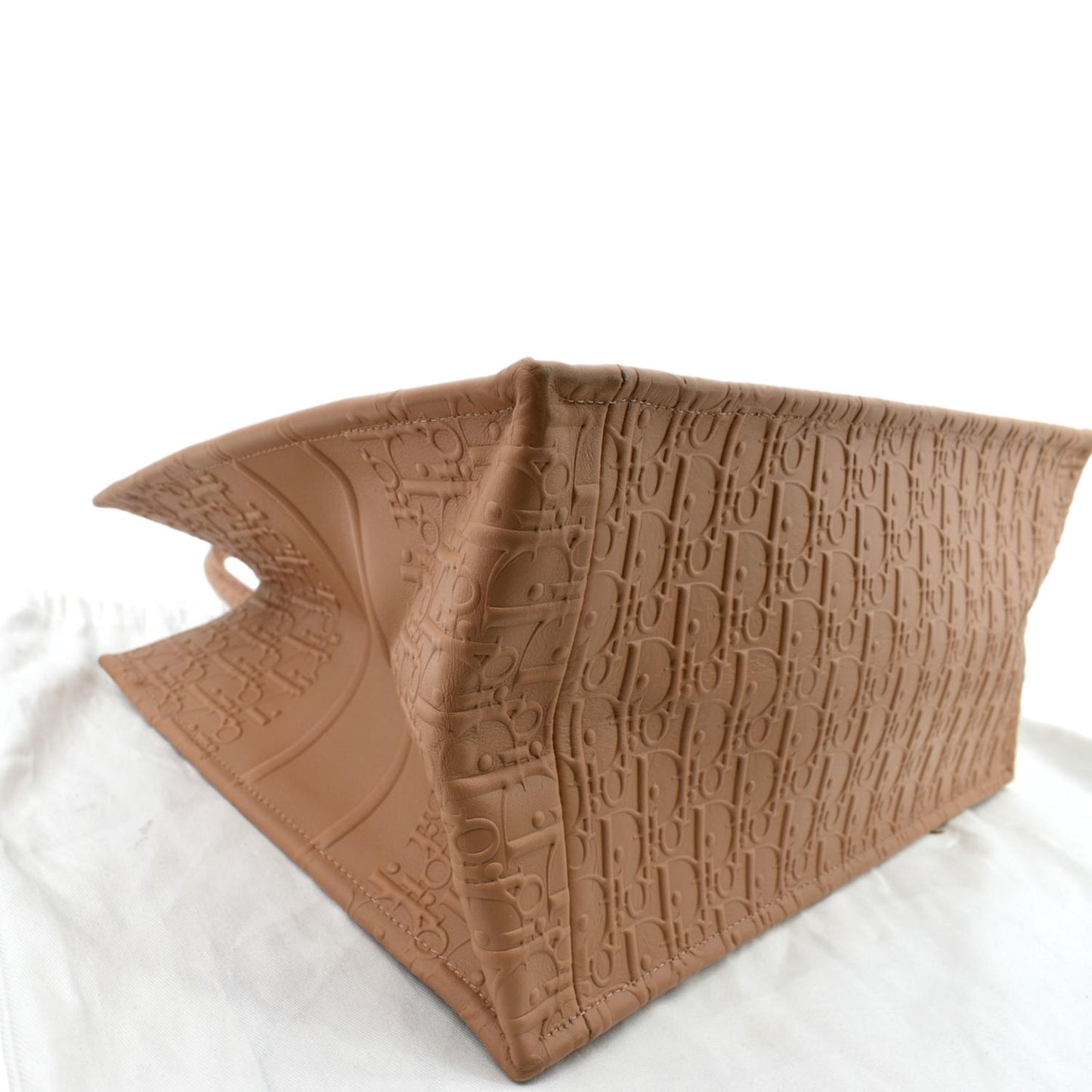 CHRISTIAN DIOR Book Oblique Embossed Calfskin Tote Bag Tan