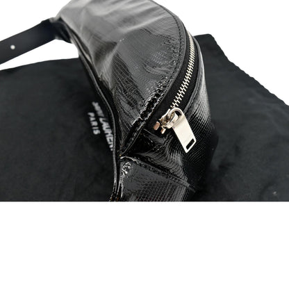 YVES SAINT LAURENT Embossed Patent Leather Belt Bag Black