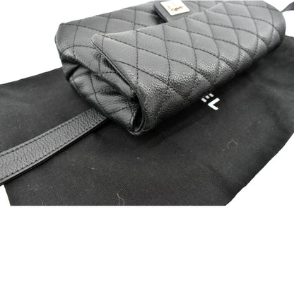CHANEL  Reissue Flap Grained Leather Waist Belt Bag Black