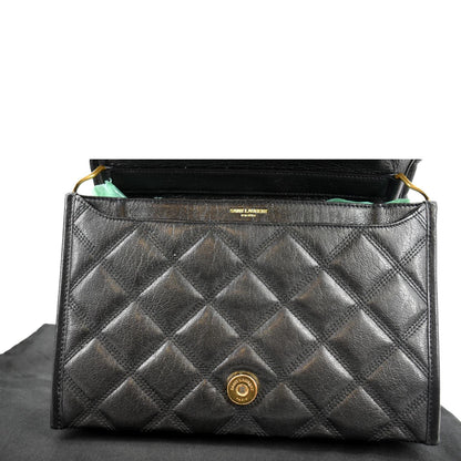 YVES SAINT LAURENT Becky Quilted Leather Shoulder Chain Bag Black