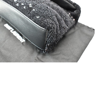 YVES SAINT LAURENT Small Puffer Sequin Clutch Wallet Black