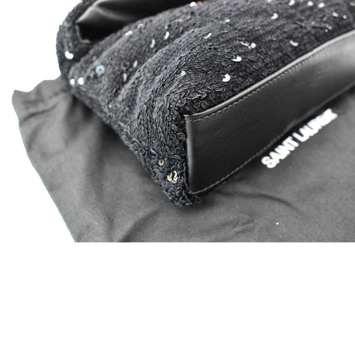 YVES SAINT LAURENT Small Puffer Sequin Clutch Wallet Black