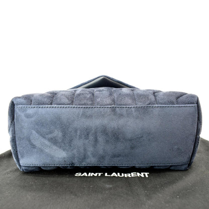 YVES SAINT LAURENT Small Loulou Velvet Shoulder Bag Blue