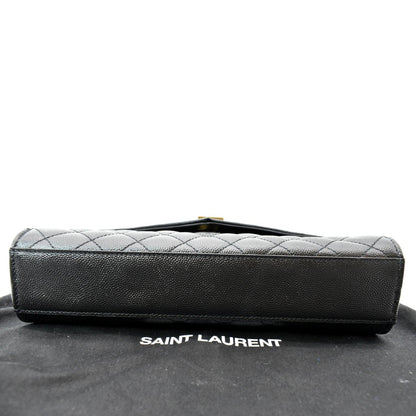 YVES SAINT LAURENT Medium Envelope Leather Chain Shoulder Bag Black