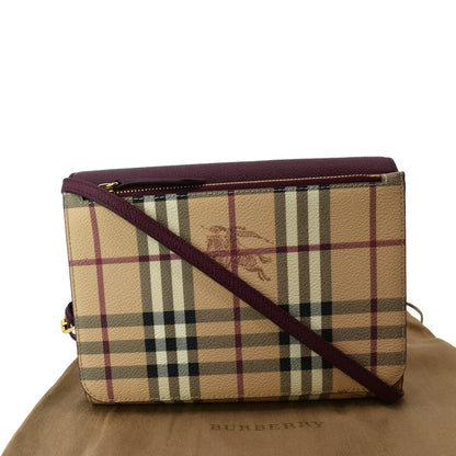 Burberry  Loxley Check Leather Shoulder Bag Purple