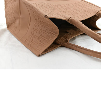 CHRISTIAN DIOR Book Oblique Embossed Calfskin Tote Bag Tan
