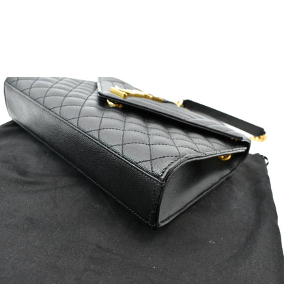 YVES SAINT LAURENT Medium Envelope Leather Chain Shoulder Bag Black