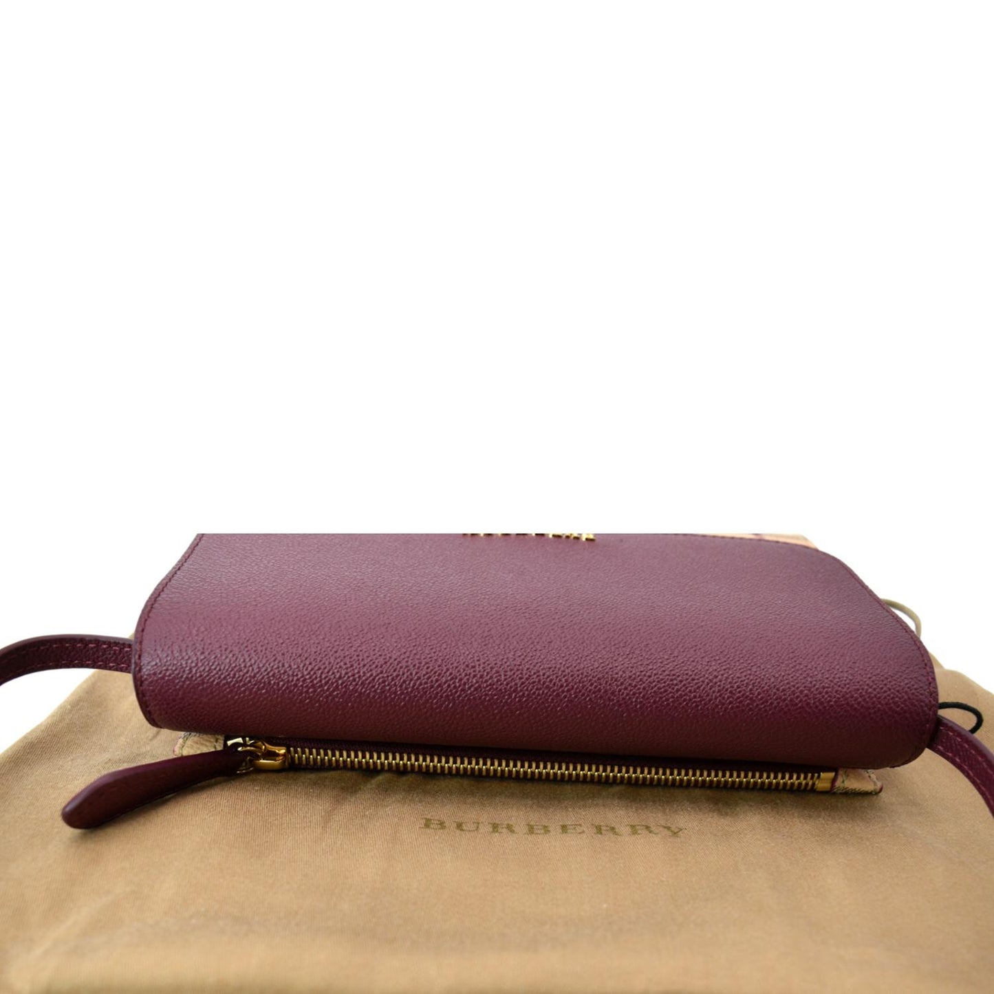 Burberry  Loxley Check Leather Shoulder Bag Purple