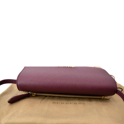 Burberry  Loxley Check Leather Shoulder Bag Purple