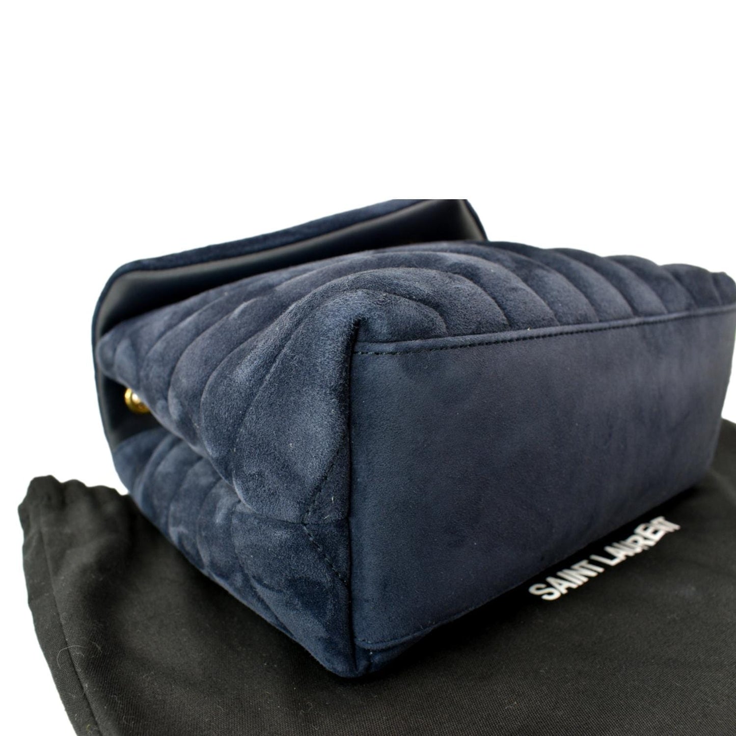 YVES SAINT LAURENT Small Loulou Velvet Shoulder Bag Blue