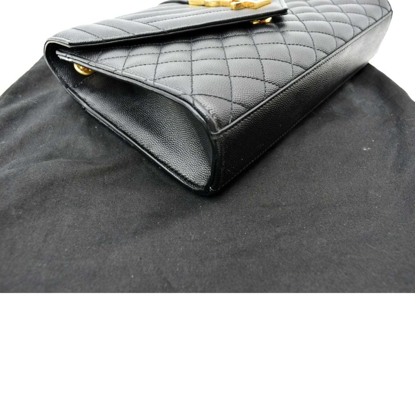 YVES SAINT LAURENT Medium Envelope Leather Chain Shoulder Bag Black