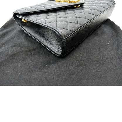 YVES SAINT LAURENT Medium Envelope Leather Chain Shoulder Bag Black