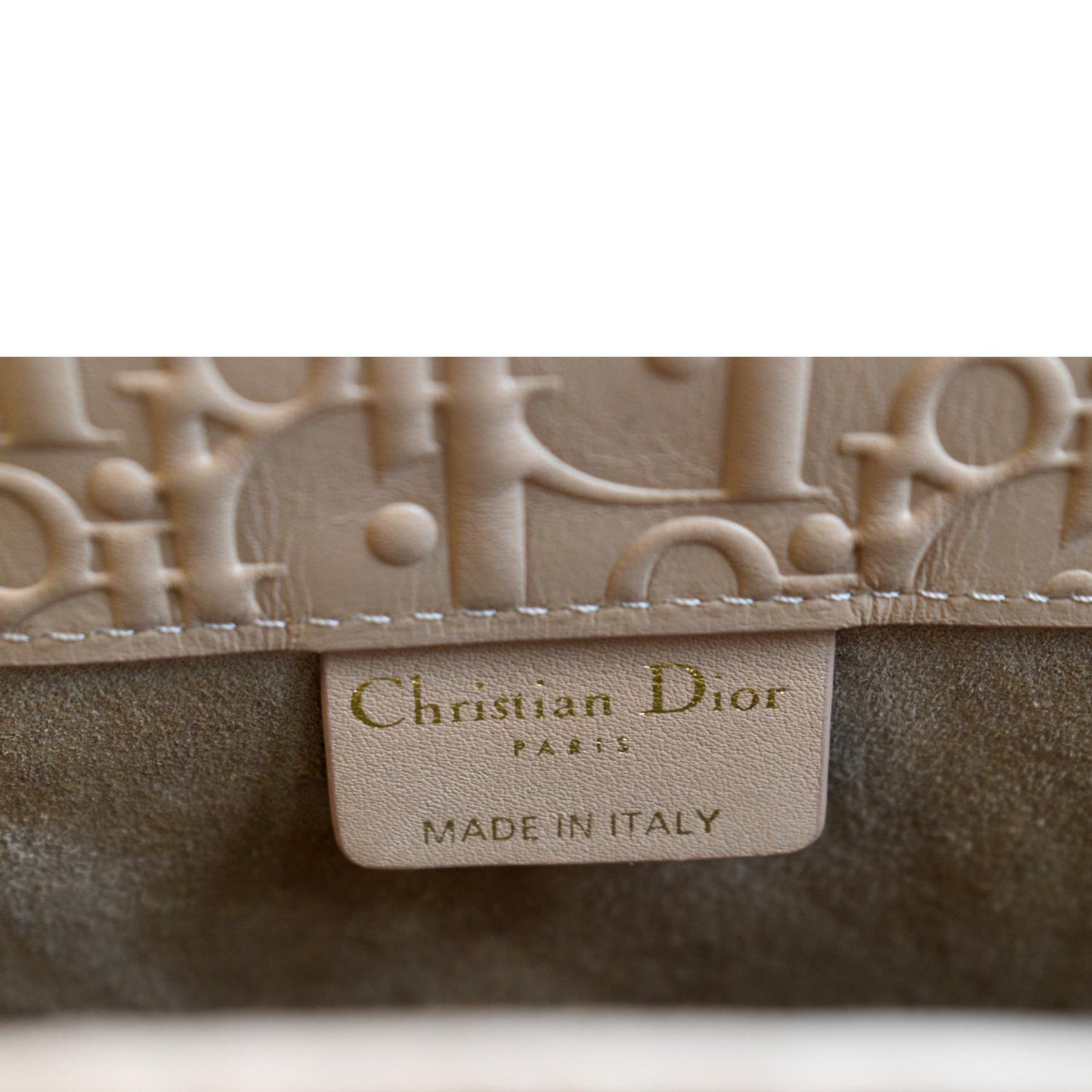 CHRISTIAN DIOR Book Oblique Embossed Calfskin Tote Bag Tan