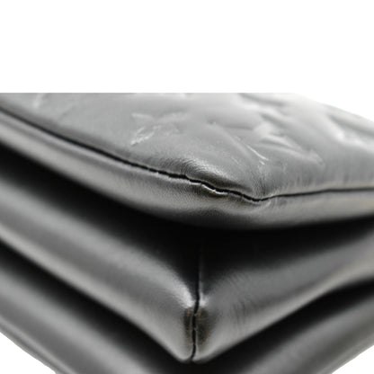LOUIS VUITTON Coussin BB Monogram Embossed Leather Shoulder Bag Black